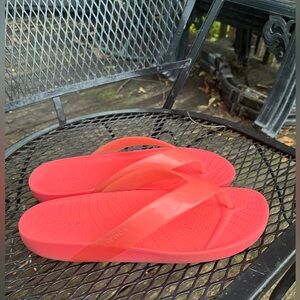 CROCS Vibrant Coral Flip Flops Size 9